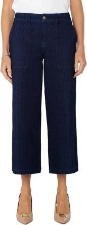 Liverpool L.A. Womens Liverpool Los Angeles Jeans Petite Blue Denim Wide Leg Cropped JDM2491