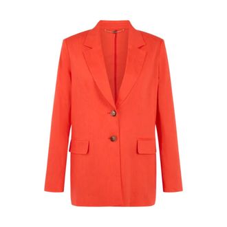 Marc Cain Jassen, Dames, Rood, S, Linnen, Lange Blazer