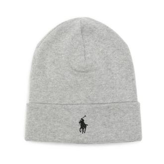 Polo Ralph Lauren Beanie met geborduurd logo - Heren - Accessoires - Grijs - Maat: ONE Size Katoen