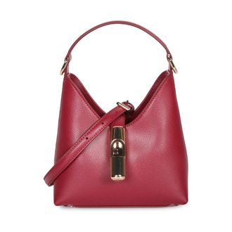 Furla Handbags, female, Red, Size: ONE SIZE Hammered leather. Gold buckle