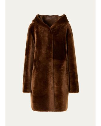 Akris Hooded Shearling Oversized Coat