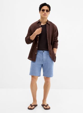 Selected Mens Cotton-linen jacquard Bermuda Shorts