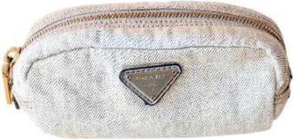 Prada Pre-owned Makeup Pouch - Dames - Vintage Tassen - Grijs - ONE Size - Denim - Vintage