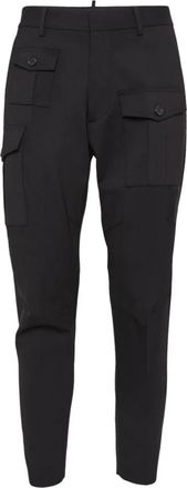 Dsquared2 Zwarte cargobroek met logo-embleem - Heren - Slim Fit Broeken - Zwart - 2XL - Katoen - Broeken