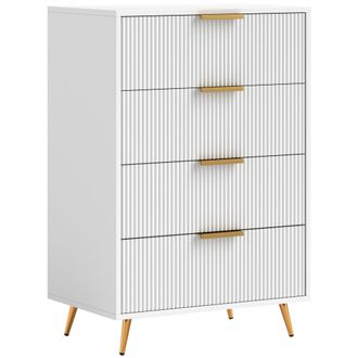 OEM C&oacute;moda De Dormitorio Moderno Con 4 Cajones Frentes Con Dise&ntilde;o Ondulado Anti-vuelco 60x40x90 Cm Blanco