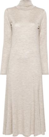 Polo Ralph Lauren Long Sleeve Day Dress - Dames - Maxi kleedjes - Beige - S - Wol - Kleedjes