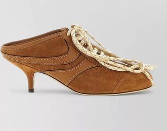 Dries Van Noten suede kitten heel mules closed back