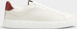 Versace Mens Greca snakeskin stiffener sneaker Men
