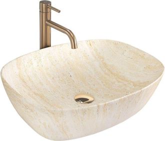 Rea Rea - Lavabo Sobre Encimera Freja Travertine Oval Beige Matt