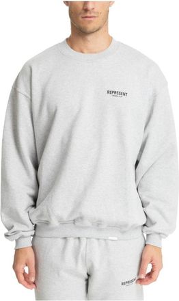 Represent Gestreepte Logo Sweatshirt voor Owners Club - Heren - Sweatshirts - Grijs - S - Katoen - Hoodies & sweatvesten