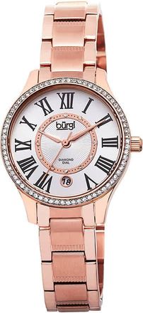 Bürgi Rose Gold-Tone Stainless Steel Silver-Tone Diamond Dial Ladies Watch BUR090RG