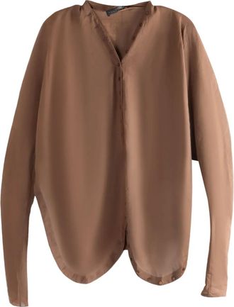 Cortana button-detailed curved-hem shirt - Marrone