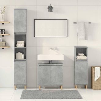 Berkfield Home Durable 3 Piece Bathroom Furniture Set Concrete Grey Engineered Wood