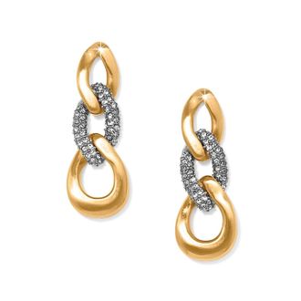 Brighton Womens Cleo Pave Link Post Drop Earrings In Gold