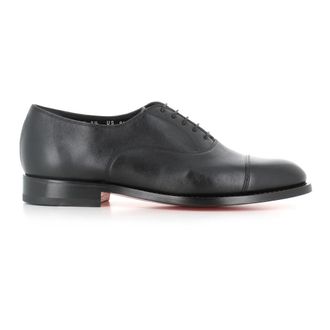 Santoni Zwarte Oxford Leren Schoenen Ambachtelijk Goodyear - Heren - Nette schoenen - Zwart - 44 EU - Leer - Schoenen