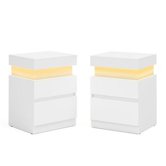 Vasagle 2 mesitas de noche con regleta de enchufes y led de color blanco