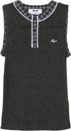 Msgm Top sin mangas a cuadros - Tops - Mujer - Gris - M