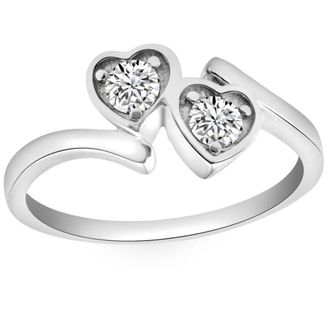 Pompeii3 1/3CT Diamond Two Stone Forever Us Heart Ring in White, Yellow, or Rose Gold