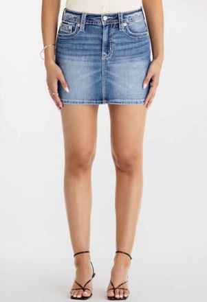 Miss Me Womens Denim Mini Skirt In Medium Vintage
