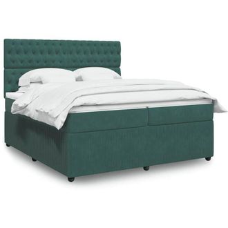 vidaXL Vidaxl - Cama Box Spring Con Colch&oacute;n Terciopelo Verde Oscuro 200x200 Cm