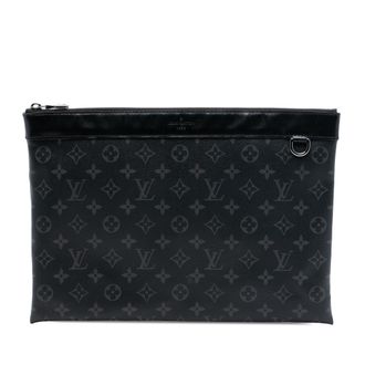 Louis Vuitton Pre-owned Womens Monogram Eclipse Discovery Pochette Gm - Black Textile - One Size