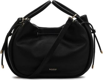 Kazar Zwarte leren tas met band - Dames - Handtassen - Zwart - ONE Size - Leer - Tassen