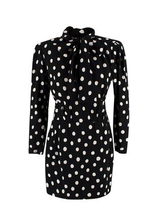 Saint Laurent Black and White Polka Dot Mini Dress Size M