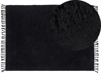 Beliani Beliani - Boho Area Rug Cotton Shaggy 140 x 200 cm with Tassels Black Bitlis