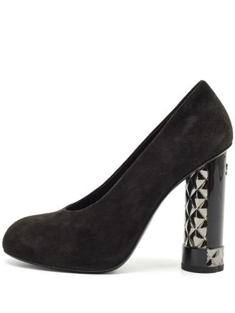 Chanel 110mm block-heel suede shoes - Black