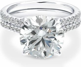 Grown Brilliance 5 1/2 Carat Round Lab Grown Diamond Wedding Bridal Set in 14K White Gold, H Color, VS Clarity, Gift Box Included