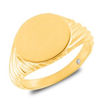 MAX + STONE 18K Gold Plated Hidden Vermeil Lab Grown Diamond Signet Ring