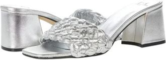 Marc Fisher LTD Nahea Sandals Silver Leather Slip-On ZAP743