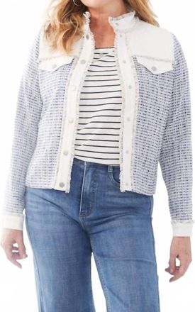 FDJ Margot Mixed Media Jacket In Indigo Mix