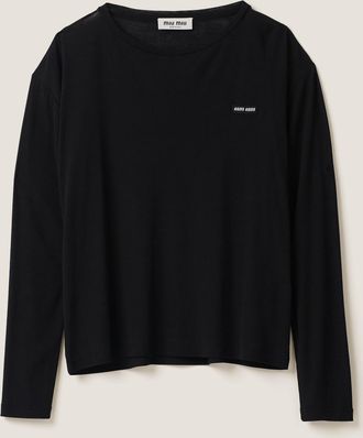 Miu Miu Long-sleeved ribbed jersey T-shirt