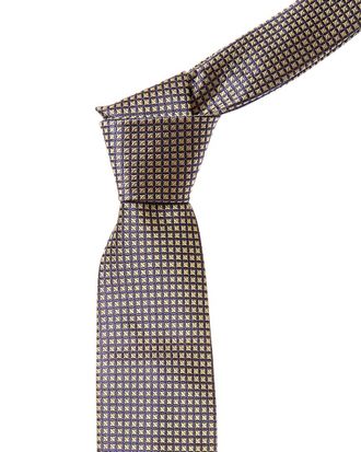 Canali Yellow Squares Silk Tie