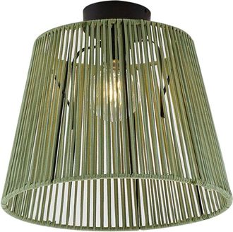 QAZQA Plafoniera con paralume jayla - Japandi - Corda,Metallo - Verde/Nero - Tondo Max. 1 x Watt