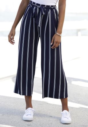 Lascana Culotte LASCANA, Damen, Gr. 34, N-Gr, blau (marine, wei&szlig;, gestreift), Jersey, Obermaterial: 95% Viskose, 5% Elasthan, gestreift, figurumspielend 7/8-L