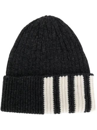 Thom Browne Rib Hat W/ 4 Bar Stripe In Cashmere