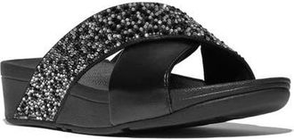 FitFlop Lulu Crystal-mix metallic cross slides in All Black at Nordstrom, Size 7.5