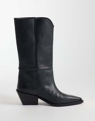 Asos Cael - Stivali stile western premium neri in pelle-Nero
