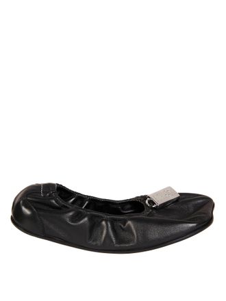 Maison Margiela Black Gathered Silver Rectangular Ballet Flats