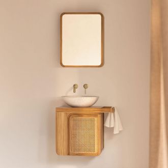Sklum Conjunto De Mueble De Ba&ntilde;o Suspendido 60x40 Cm En Madera De Teca Georgy Sklum