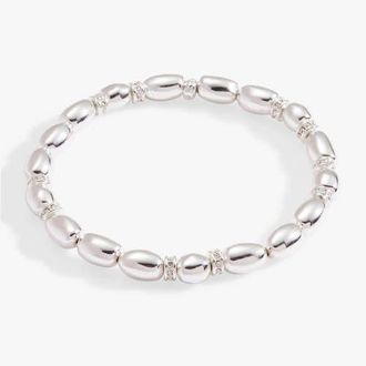 Alex and Ani Oval Beaded Stretch Bracelet in Silver at Nordstrom