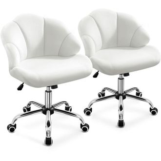 Yaheetech Yaheetech - Sedia Ufficio Scrivania Cameretta Senza Braccioli Ergonomica in Velluto con Ruote Girevole Altezza Regolabile Schienale Design Conchiglia