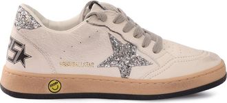 Golden Goose Scarpe da ginnastica Golden Goose Ballstar Nappa Tomaia con stella glitterata e tallone Bianco/Argento