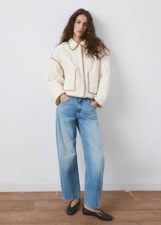 Mango Giacca trapuntata ribattiture contrasto grezzo - Donna - XXS - MANGO