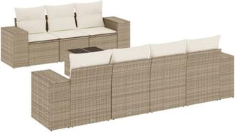 vidaXL Vidaxl - Juego De Sof&aacute;s De Jard&iacute;n Con Cojines Beige 8 Pzas Rat&aacute;n Pe