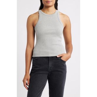 Mavi Rib Stretch Cotton Tank in Light Grey Melange at Nordstrom, Size X-Large