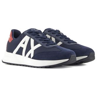 A|X Armani Exchange Mens Dusseldorf Contrast Logo Sneaker, Navy red, 8 UK