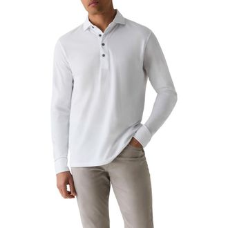 Greyson Omaha Brrr&deg; Performance Long Sleeve Polo in Arctic at Nordstrom, Size Xx-Large